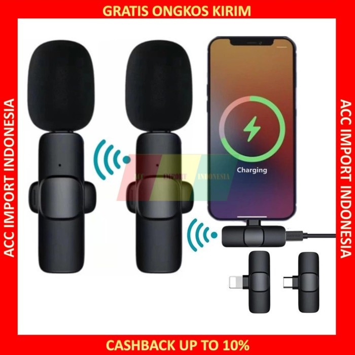 Microphone Wireless Bluetooth Type C HP Laptop Lightning MIC Clip On - Lightning