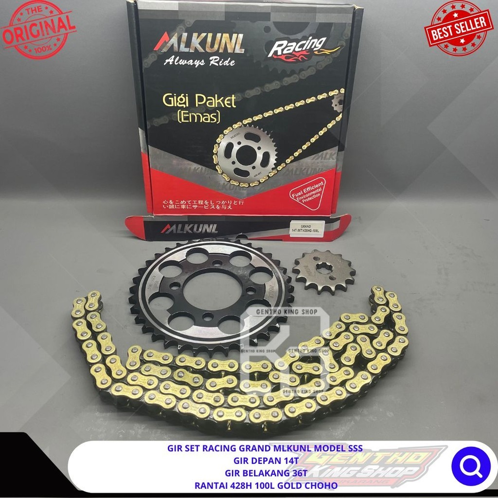 GEAR PAKET GEARSET GIRSET MLKUNL HONDA GRAND LEGENDA RACING GOLD MODEL SSS 14T/36T 428HG-100L