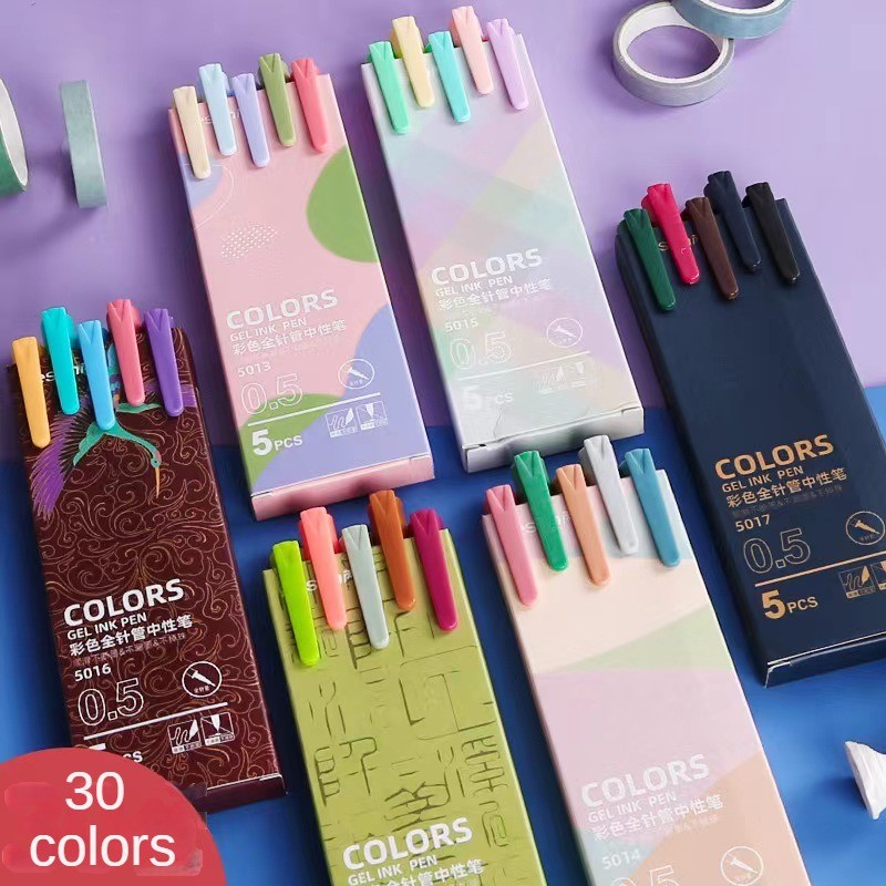 

30 Colors Hand Account Pen Morandi Macaron Retro Color Gel Pen Ins Simple Student Only Japanese Style Notes korean stationery