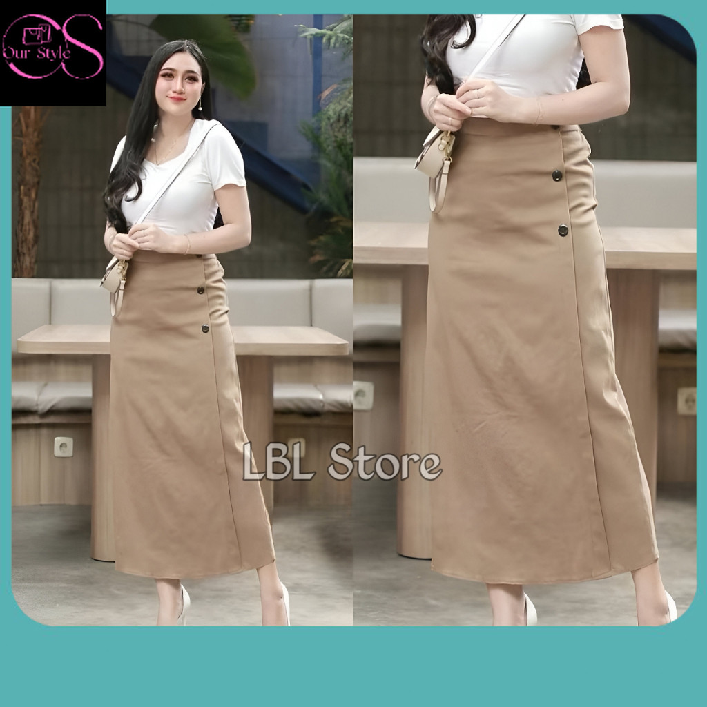 Rok Korea / LBL Luna Skirt | Rok Panjang Twill Combed Strech Wanita | Rok Wanita Jumbo