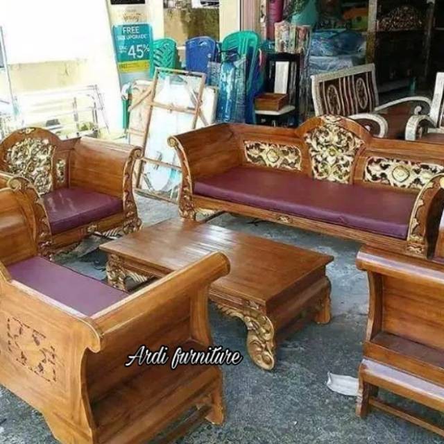 kursi tamu ukir - kursi sofa - kursi ukir kayu jati - kursi tamu dan matras