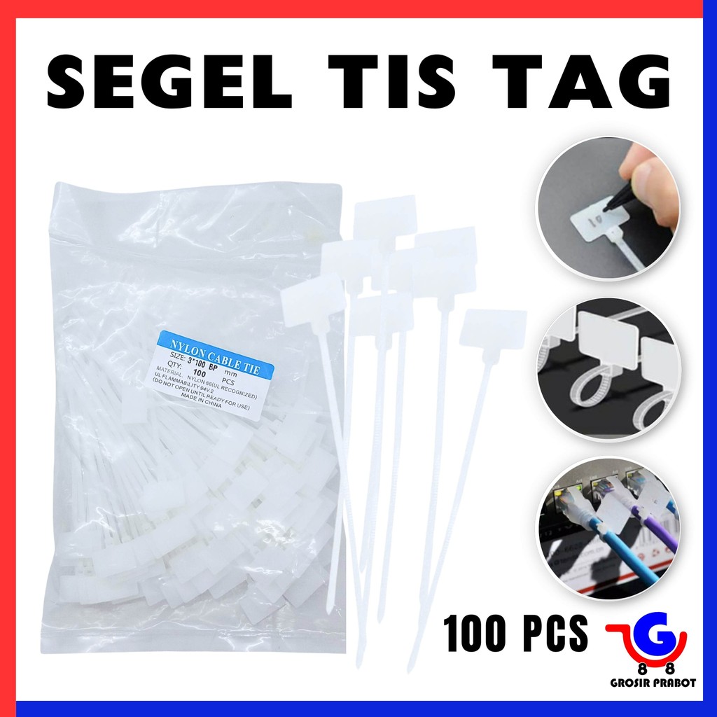 

Kabel Tis Tie Ties Cable Tali Pengikat Label Nama Name Tag Segel Truk Container Koper Panel Listrik Kuat Anti Lepas Isi 100 pcs