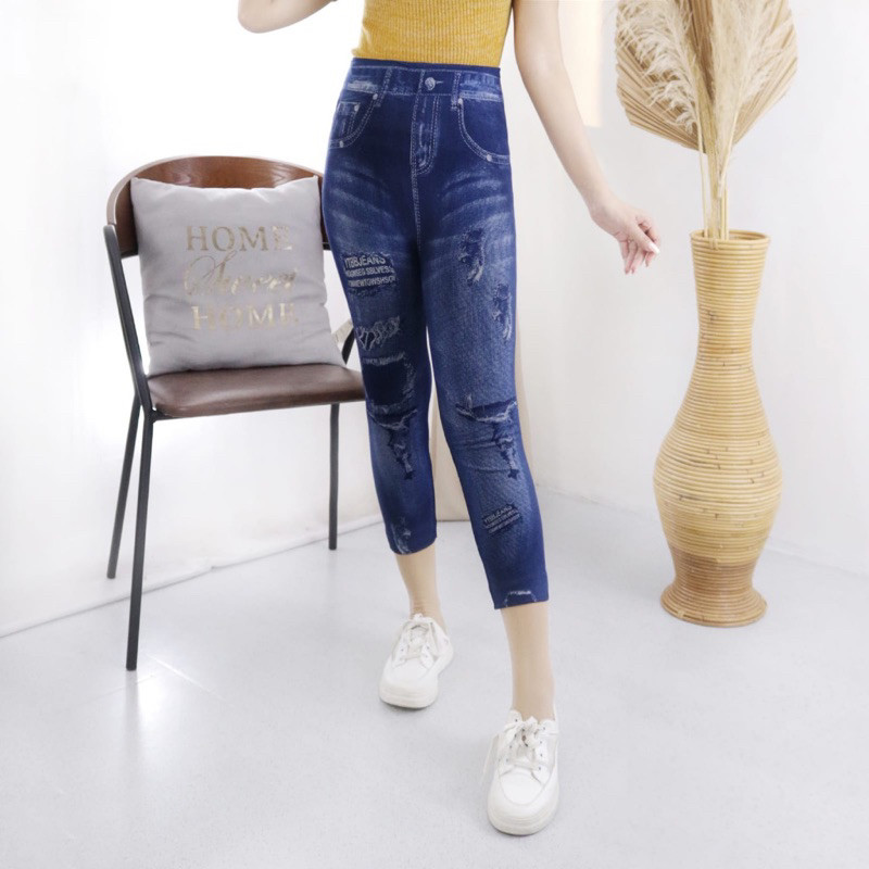 legging jeans 7/8 highwaist import wanita / celana leging jeans 7/8 import - MFMEI