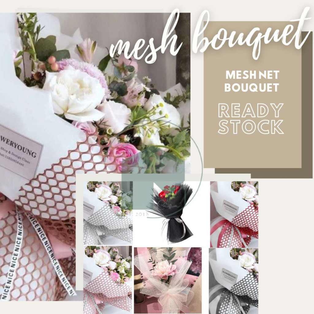 

Flower wrap mesh spider jala jaring polynet cellophane kertas wrap roll Wrapping bouquet bunga bungkus plastik plastic buket money uang kado gift Florist polynet