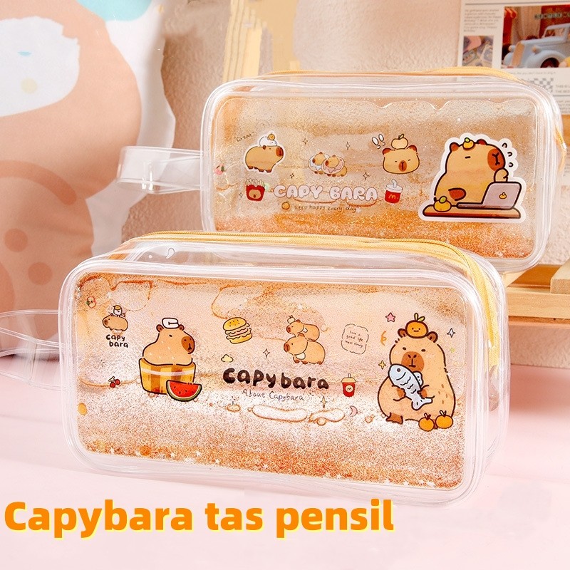 

Capybara Series Transparent Pencil Case / Kotak Pensil Transparan /Tas pulpen alat tulis pelajar/Tas pensil pasir apung transparan yang cantik