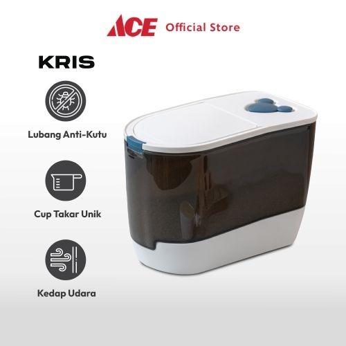 Ace Kris 10 kg Tempat Beras - Hitam/Putih Rice Container Food Grade Kotak Beras Wadah Penyimpanan Be