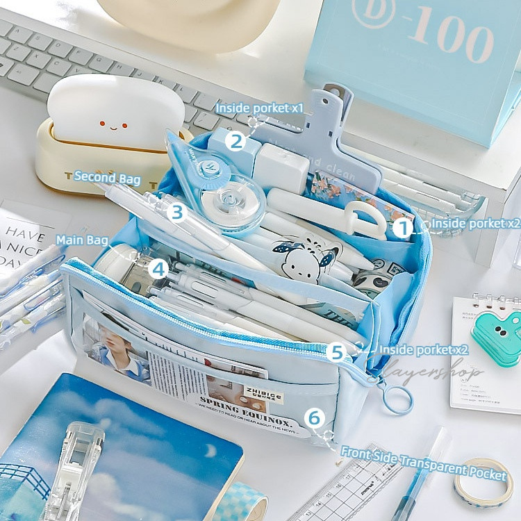 

HenJO Tempat Pensil Kanvas Berlapis Kapasitas Besar Organizer Alat Tulis Serbaguna Warna Pastel