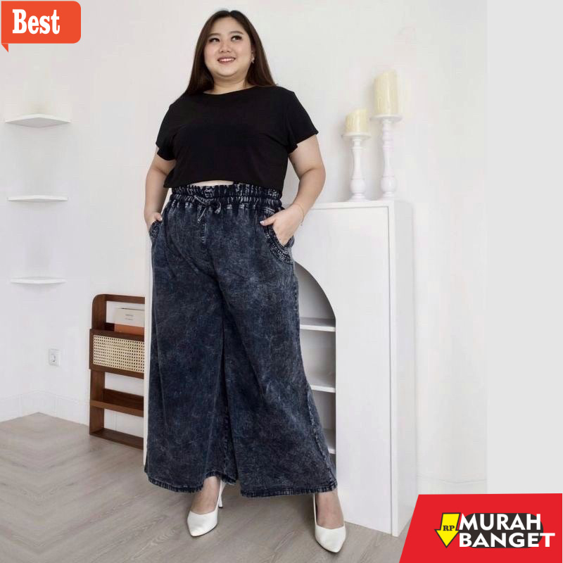 celana kulot wanita terbaru KULOT JEANS JUMBO BIGSIZE OVERSIZE BAHAN DENIM PREMIUM BB 100KG