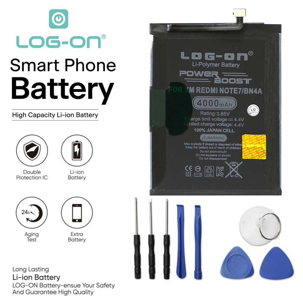 Log On-BN4A Xiaomi Redmi Note 7 BN-4A Power Boost Double IC Battery Baterai