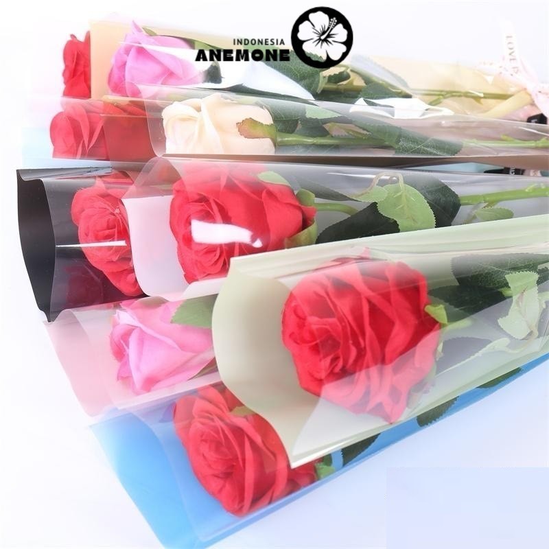 

ANEMONE - 1pc Plastik Bunga Mawar 1 tangkai (ecer per lembar) / Wrapping Plastik untuk Mini Buket Rose