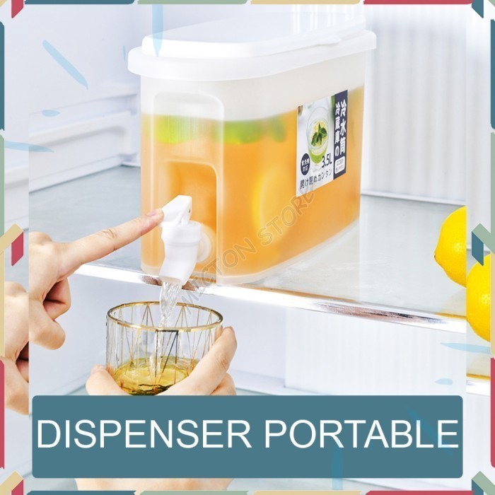 BUNTON Dispenser Portable 3,5L Kran Kulkas Mini Juice Minum Air Teko LionStar Plastik Berkualitas Mu