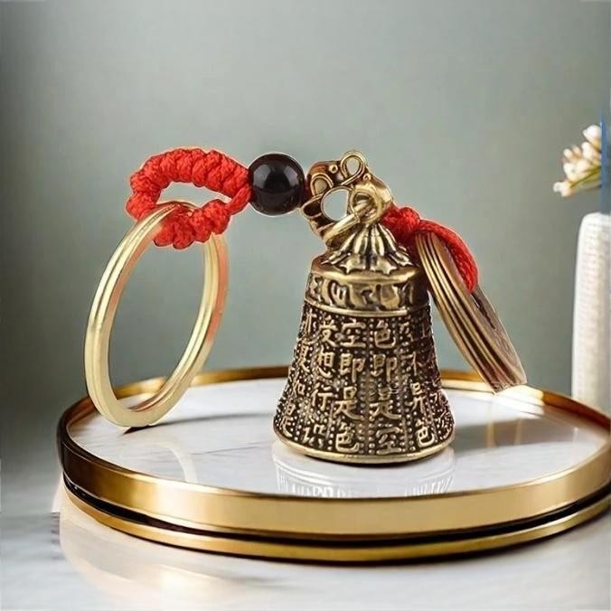 Hiasan Gantungan Kunci / Key Chain Lonceng dan Koin Kuno Kuningan / Lonceng Fengshui Kuningan /Uang 