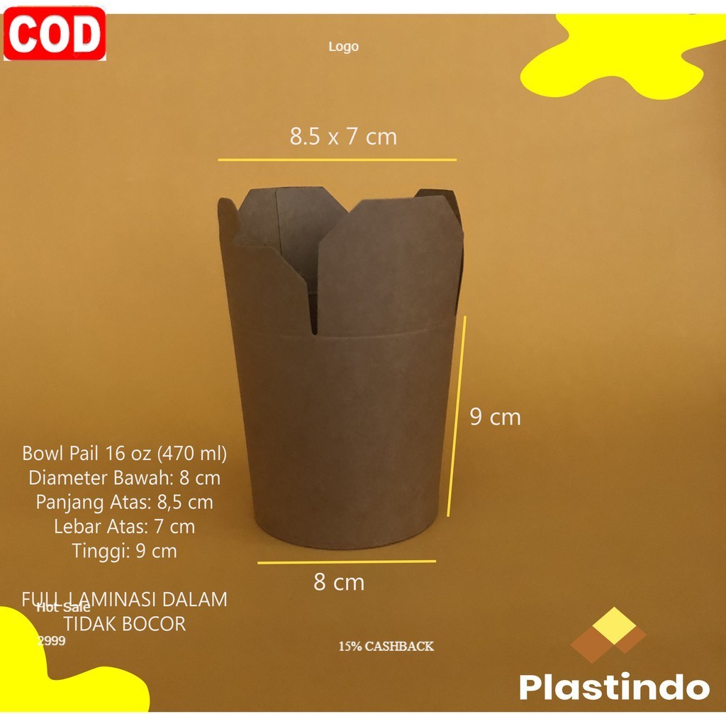 Noodle Kraft Bowl Isi 25 pcs | Brown Kraft Paper Bowl | Kraft Food Pail | Kraft Noodle Cup | Mangkok