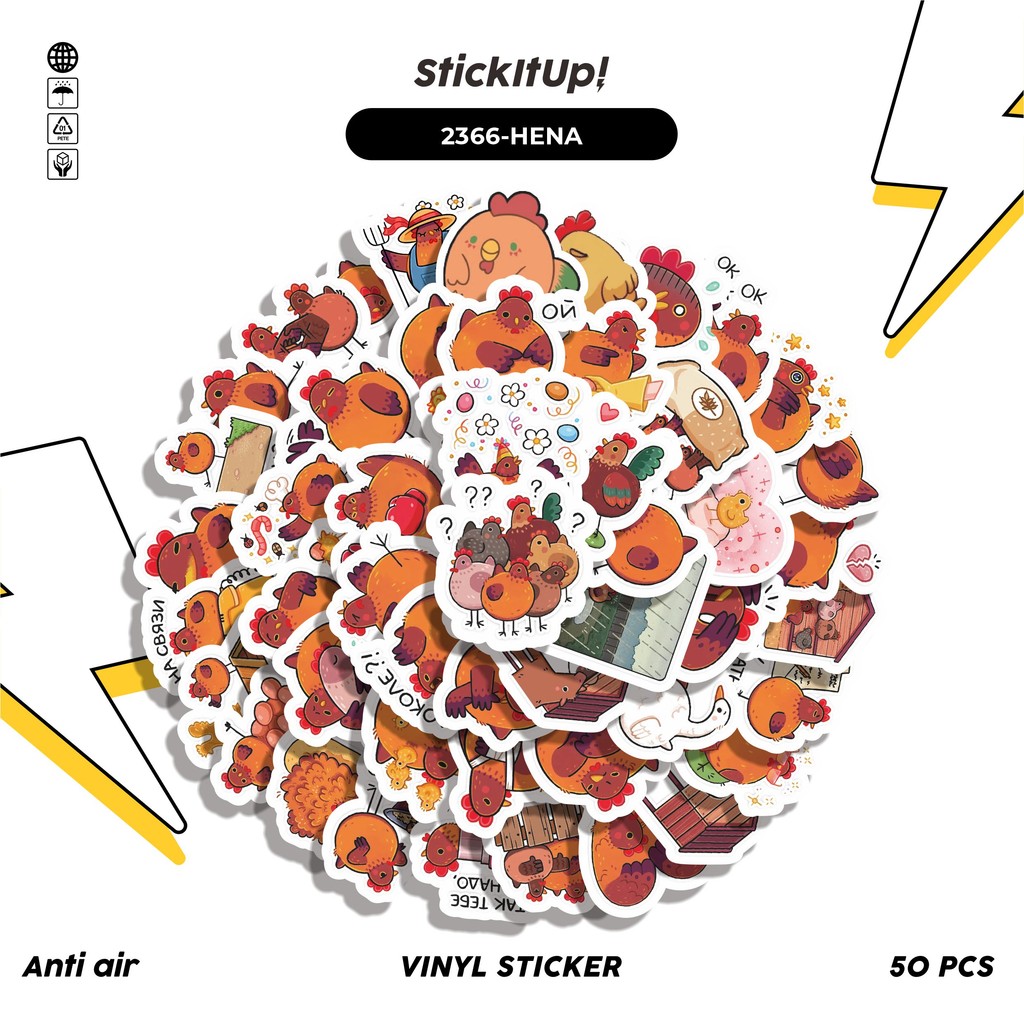 

COD✨ 50 Pcs Sticker Pack FUNNY CHIC HEN STICKER PACK 01 Lucu Aesthetic Vynil Waterproof untuk Freebies Sticker Buku Journal Casing HP Laptop