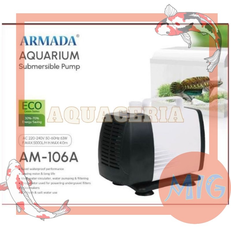 Mesin pompa air aquarium kolam ARMADA AM  106 A pompa celup 5000 LH