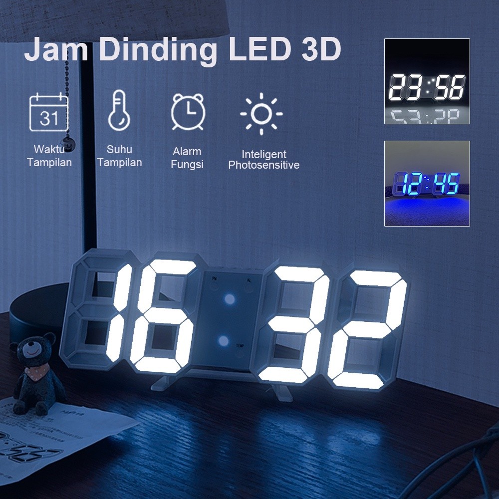Baru Jam Dinding Digital Led 3D/ Jam Dinding Digital/ Jam Dinding Estetik / Jam Meja Led Digital