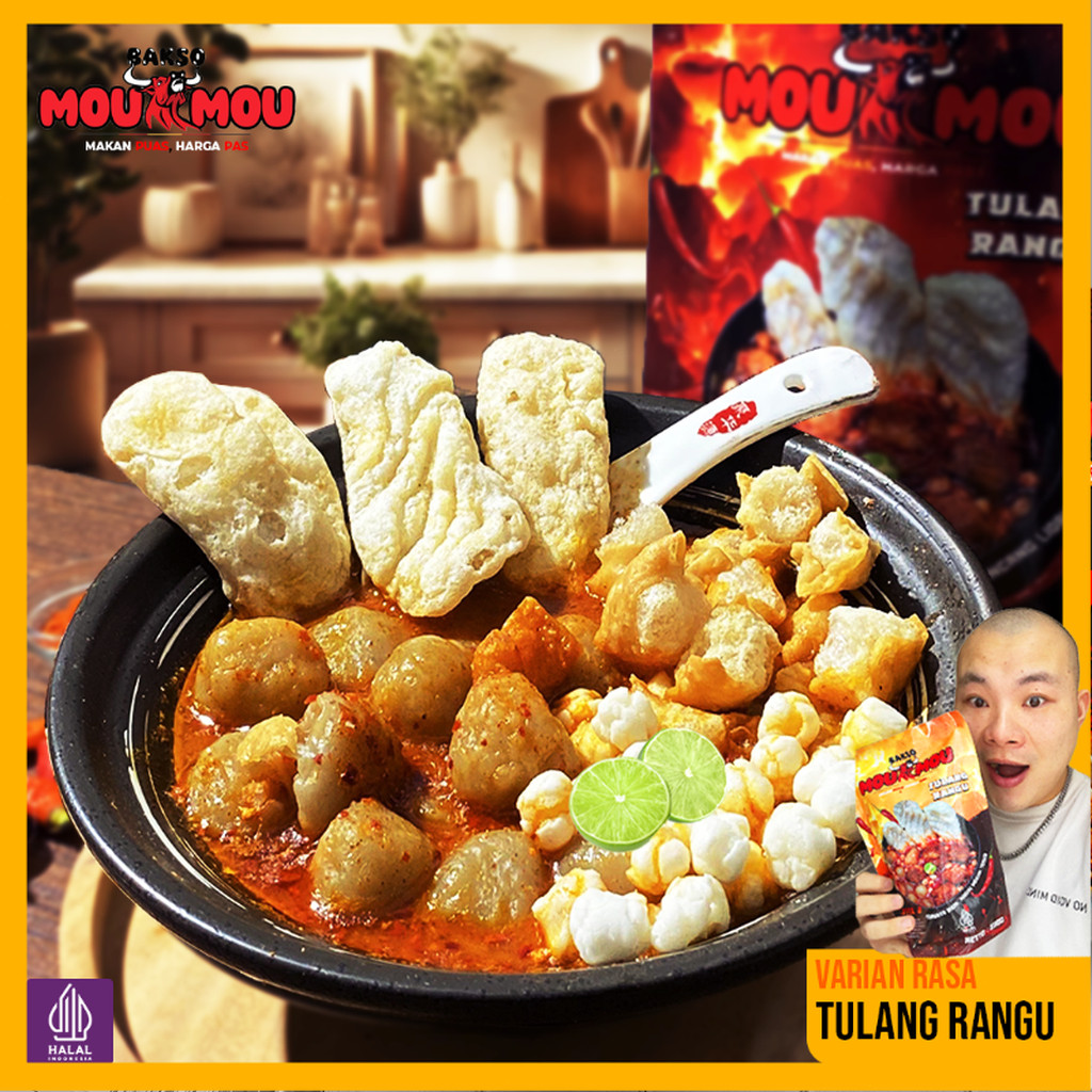 

-Bakso MouMou- Baso Aci Tulang Rangu Original Ayam Suwir Varian Pedas Boci Halal Makanan Frozen Premium Murah