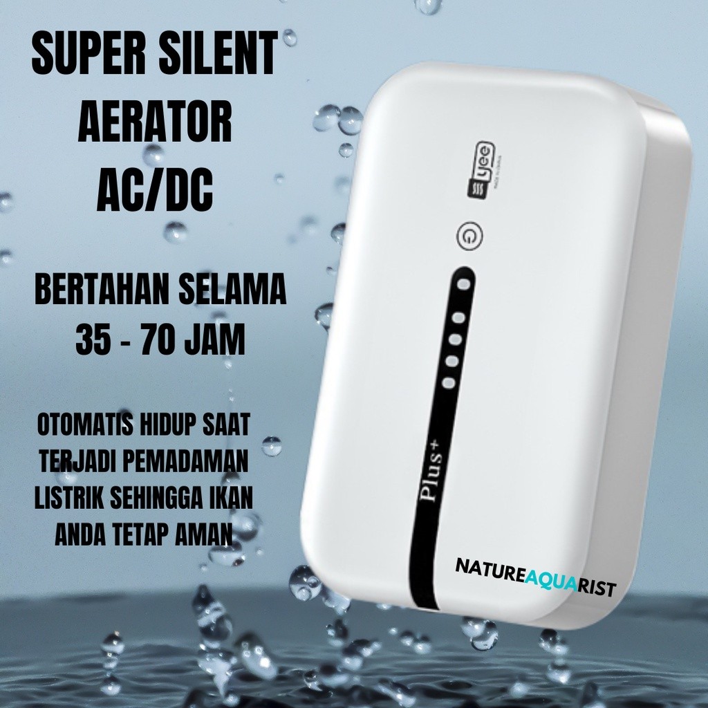 JU87Y Silent Aerator Pump ACDC USB Baterai Air Pump Aquarium Powerbank Untuk Mati Lampu Atau Mancing