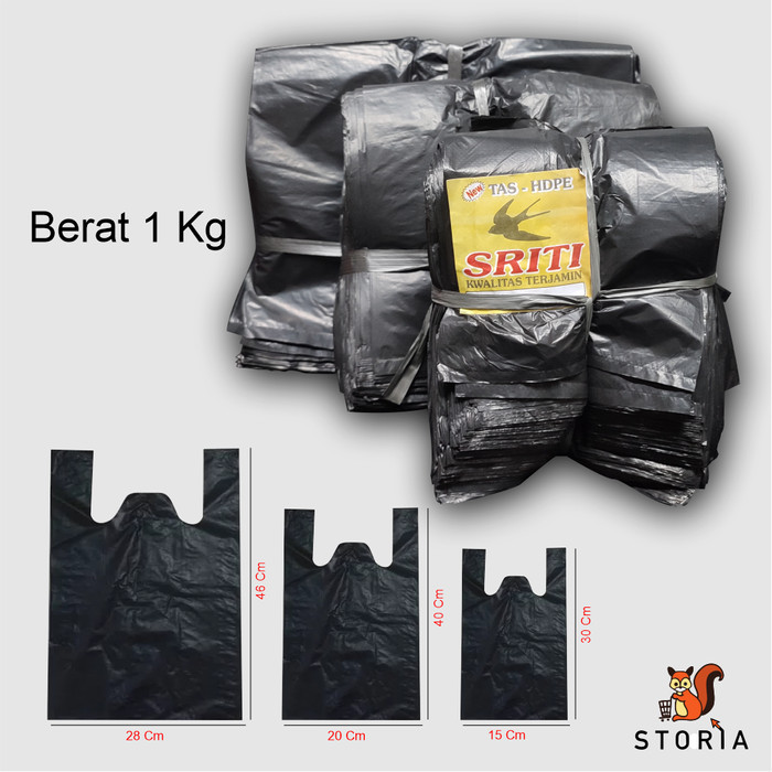 HD Kantong Plastik Kresek Loss Hitam Kiloan /Kecil/Tanggung/Besar 1 Ikat