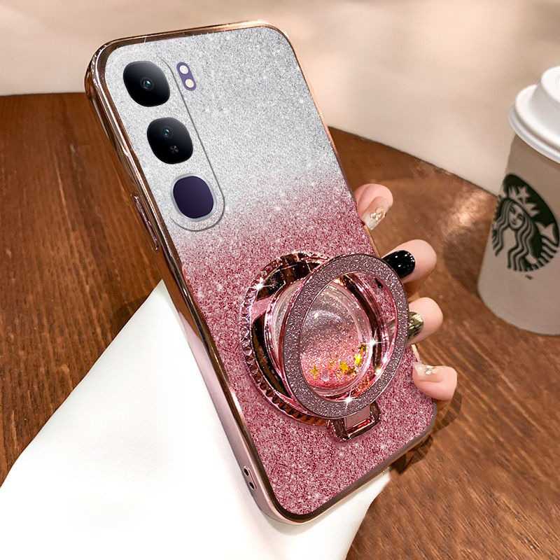 Untuk Vivo V40 Lite Pro X200 Pro Mini Y29 V50 V60 Pro V60 Lite Pro Case dengan Liquid Glitter Quicks