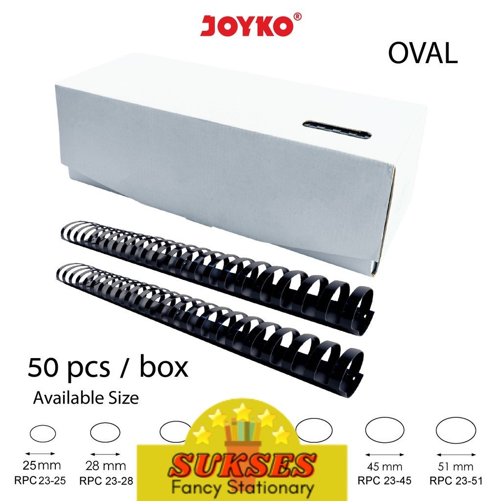 

Joyko Ring Plastic Comb Spiral RPC-23-25 sampai 51 Jilid Oval F4 1 Box 50 Pcs