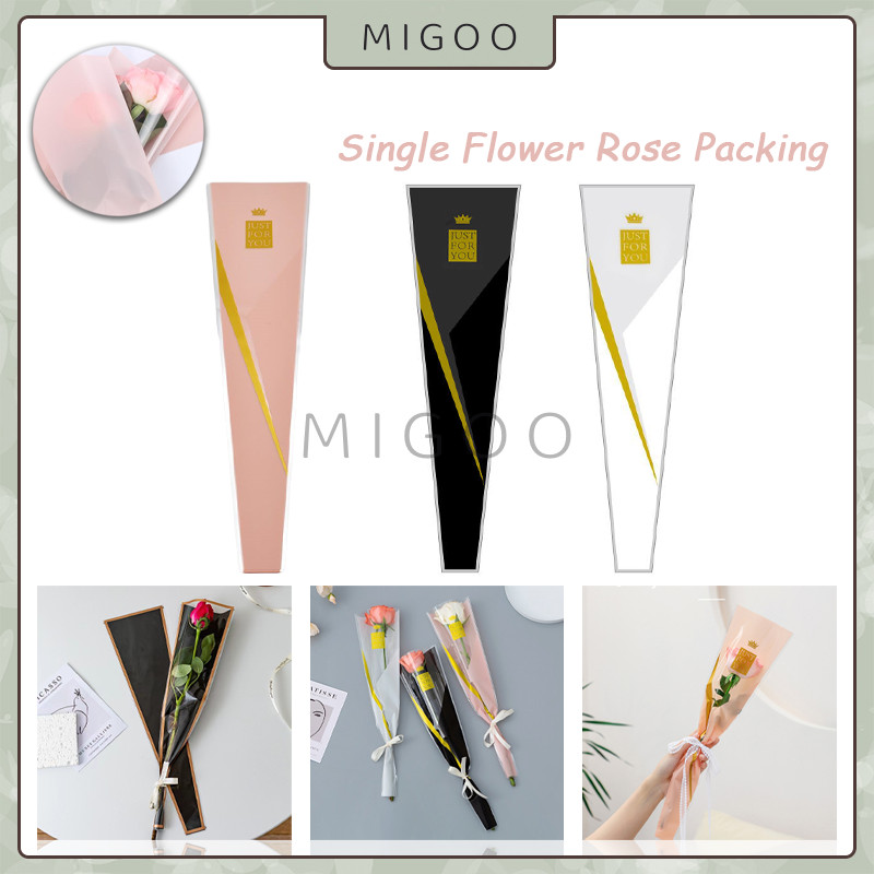 

Single Flower Rose Packing 50 Pcs / Wrapping Plastik Untuk Mini Buket Rose