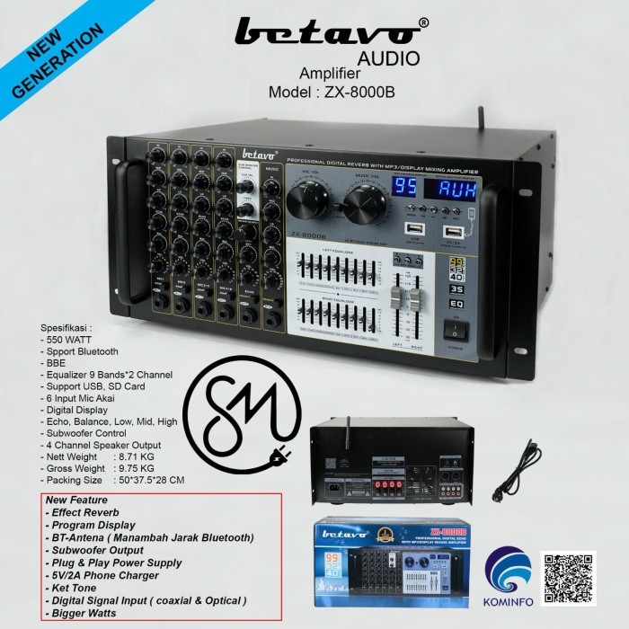 Amplifier Betavo ZX-8000 B Bluetooth Ampli Karaoke ZX8000B