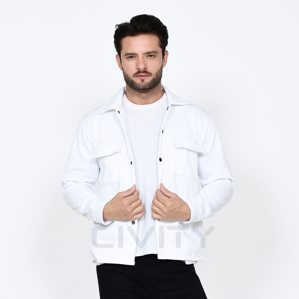 Shacket Jacket - Jacket Pria Fleece Original Civity Putih