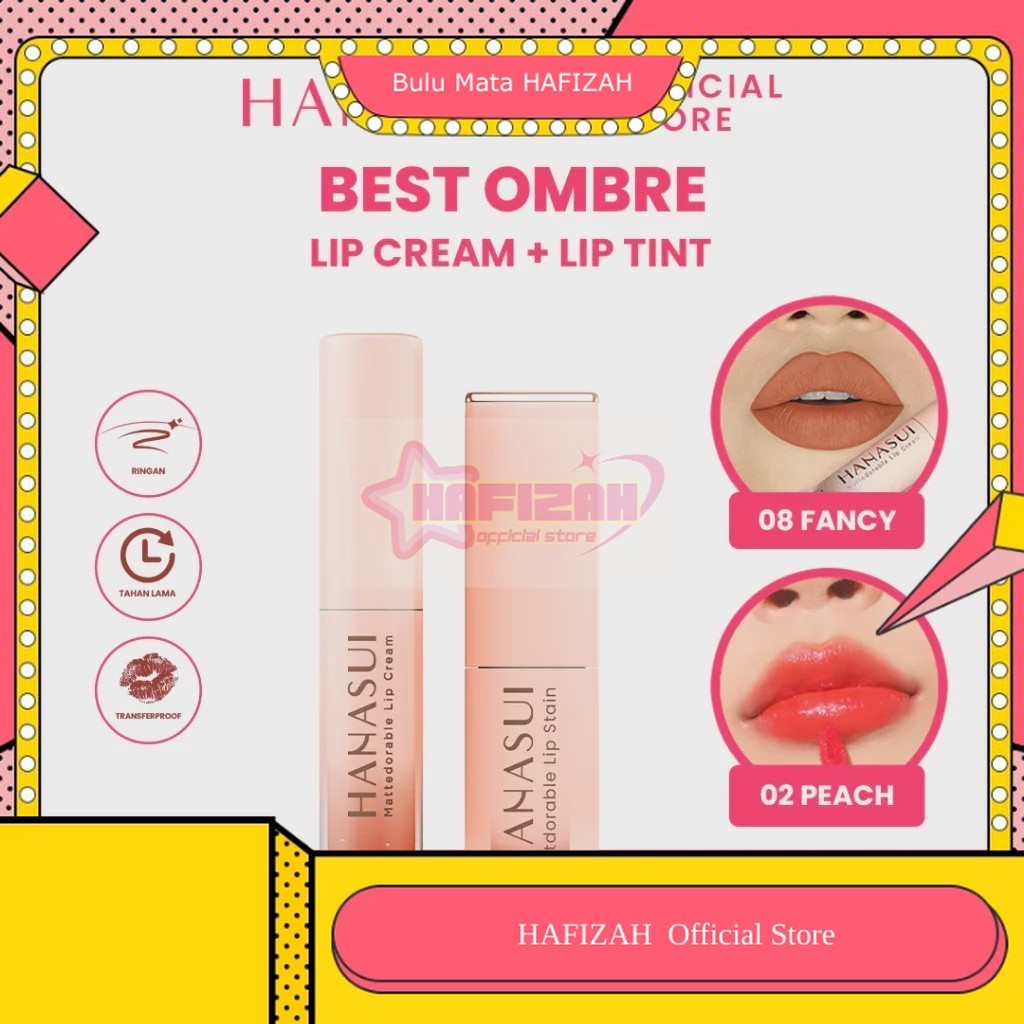 1 Set Hanasui Spesial Ombre Mattedorable Lip Cream + Tintdorable liptint