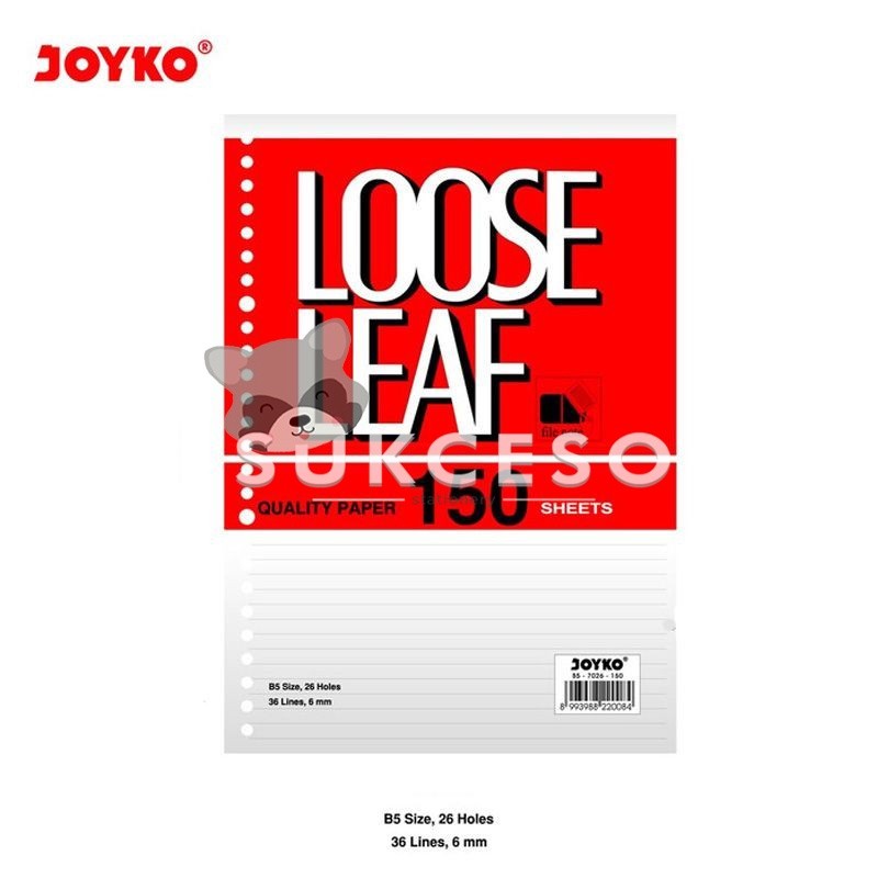 

Joyko isi Loose Leaf B5 7026 150 sheet / Refill Binder 26 ring