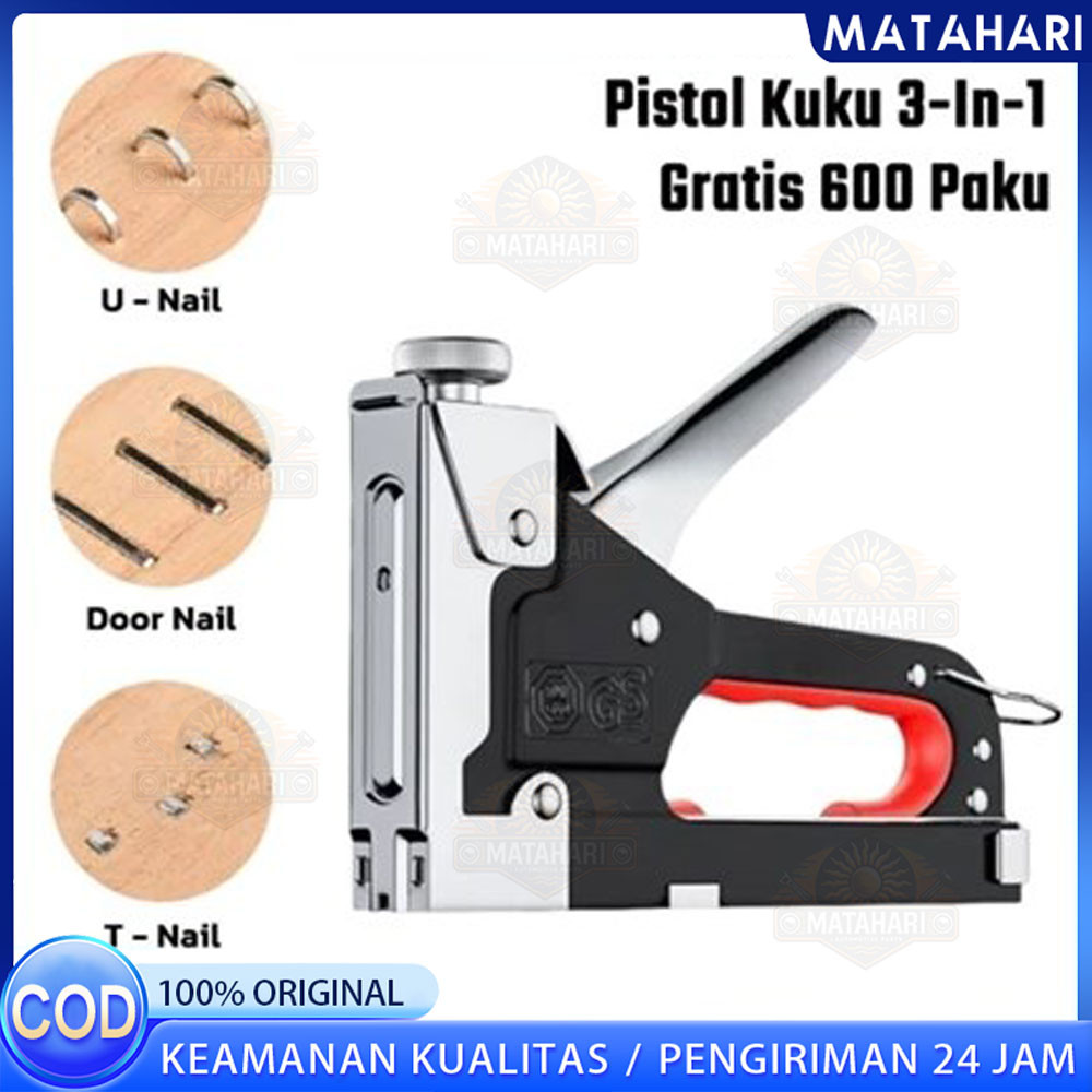 

Gratis 600 Paku / 3 In 1 Stapler Gun / 3 In 1 Pistol Kuku / Staples Tembak Gun Tacker / Powerfull Pistol Stapler / Furnitur DIY Pelapis Pistol Stapler / Dekorasi Rumah Alat Pertukangan / Multifungsi Pistol Stapler