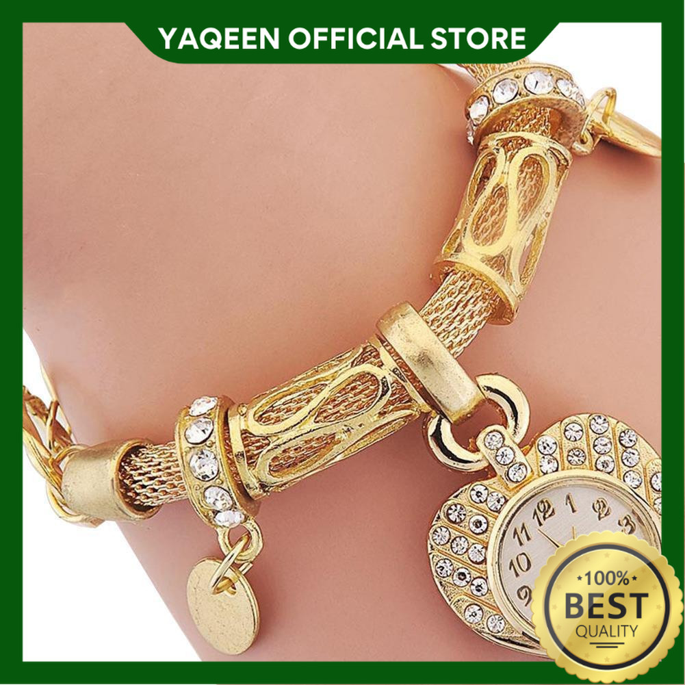 YAQEEN - JAM TANGAN WANITA PREMIUM RANTAI GELANG PESTA GOLD KECIL EMAS JAM126G1 KOREA ORI DESDEMONA