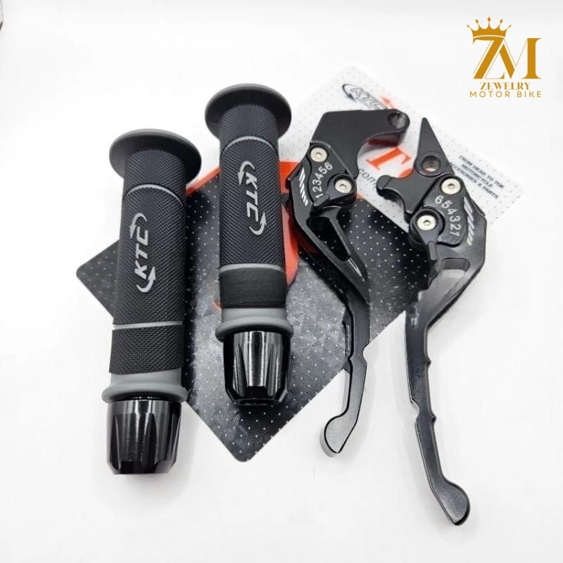 Handgrip KTC Original HG55 + Jalu Stang CNC + Handle Rem Stelan CNC  Handgrip Motor Nmax Aerox Handg