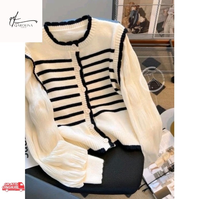 Baju Korea / DEALOVA KNITWEAR CARDIGAN RAJUT WANITA LENGAN BALON