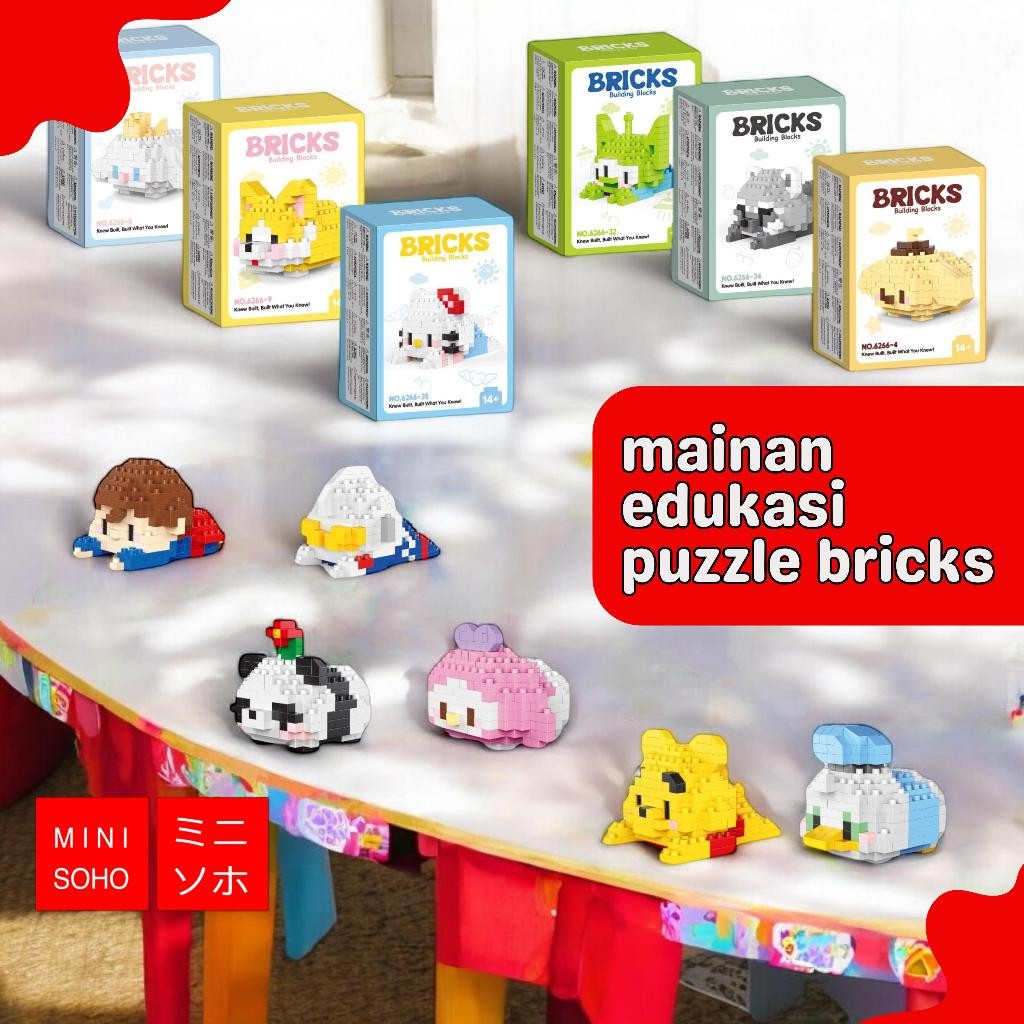 Nano Block Lazy Building Bricks Mini Karakter Kartun Bricks Balok Susun DIY Kecil Micro Brick