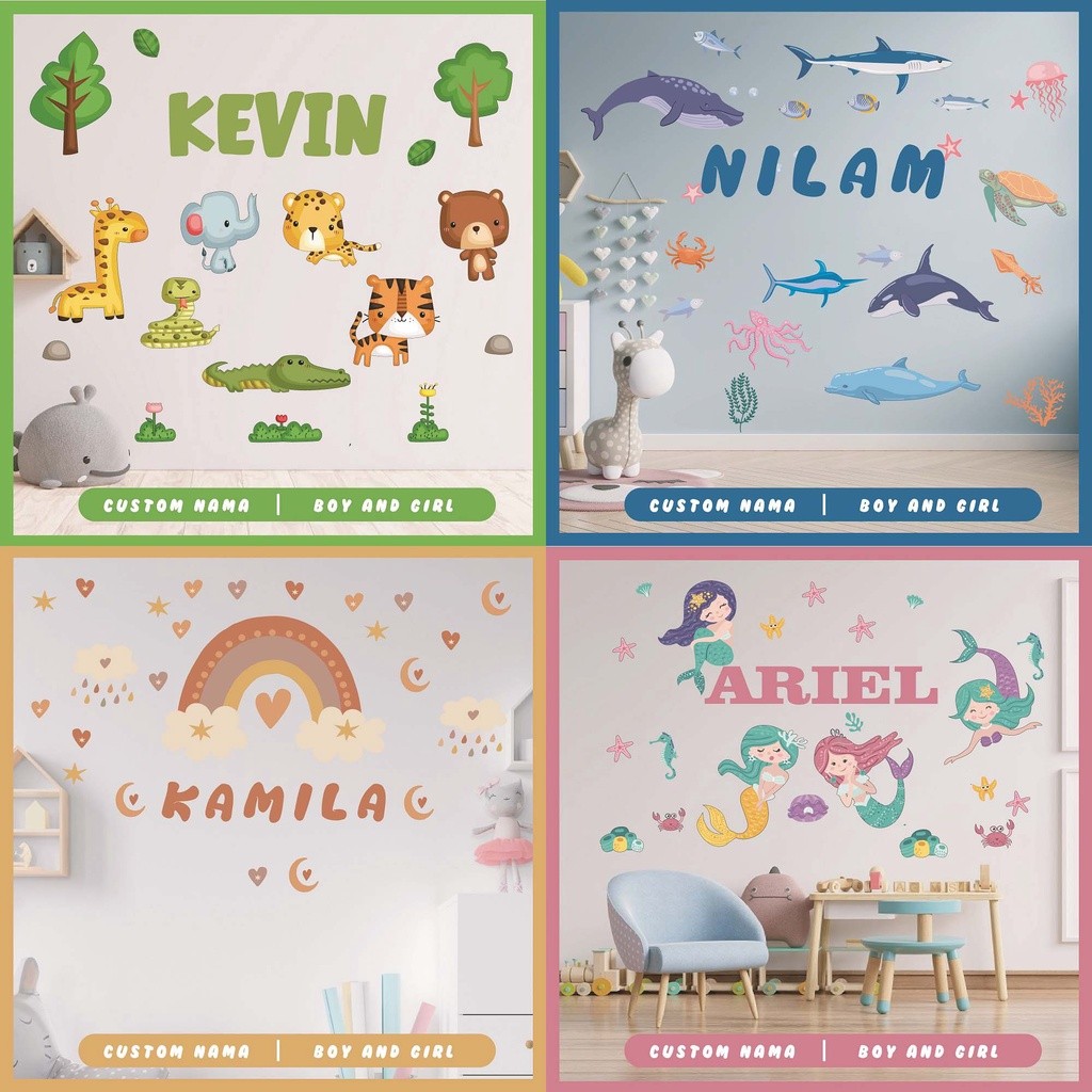 Sticker Kamar Anak Cowok Dan Cewek Custom Mudah Dan Cepat Stiker Dinding/wall Sticker Kamar Anak Cus