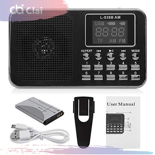 CLAI Mini Speaker Radio Digital LCD L-938B AM FM MP3 MicroSD TF FD Player