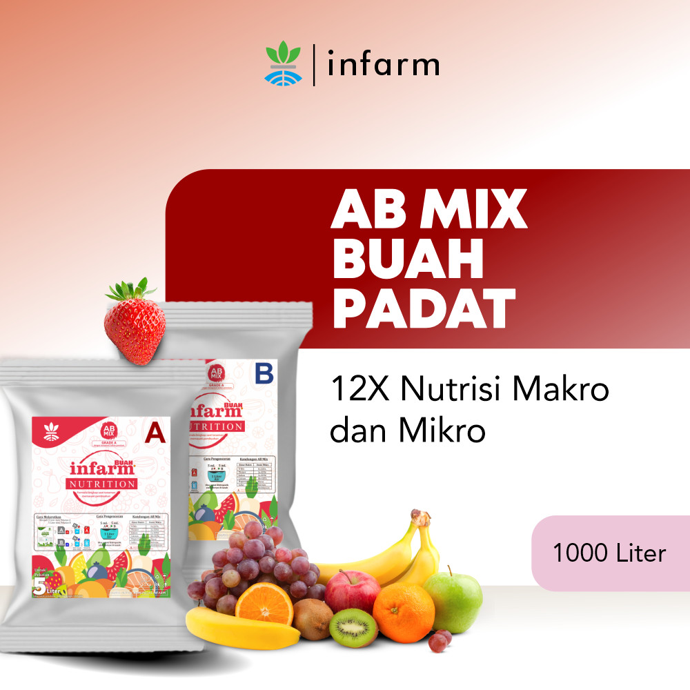 INFARM - Nutrisi Tanaman AB Mix Buah 1000 Liter Pupuk Buah hidroponik dan Tanah AB Mix Bubuk