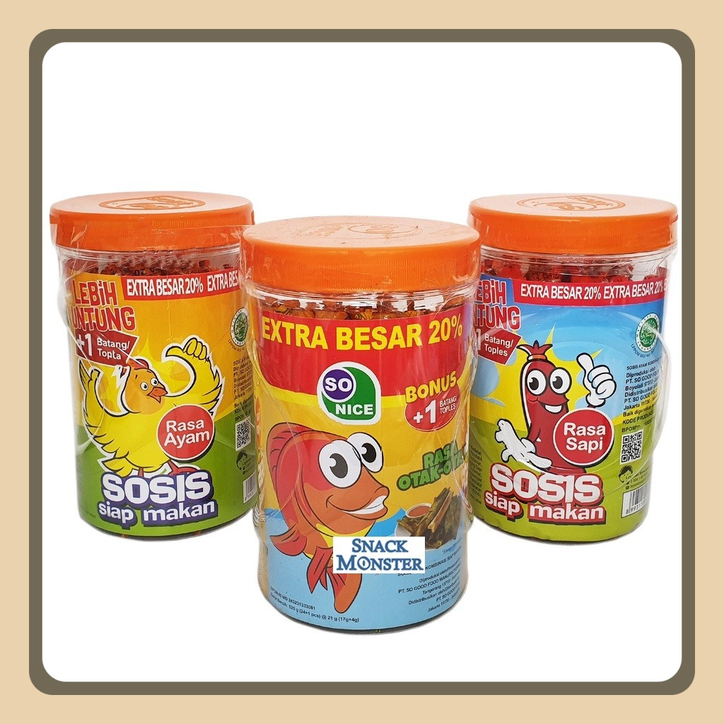 

Sosis So Nice Toples Sosis Siap Makan - Netto 25 pcs x 21 gr