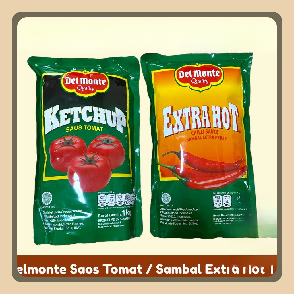

Delmonte Saus Tomat / Saos Sambal Extra Hot Chili 1kg Ketchup Pouch 1000 gr