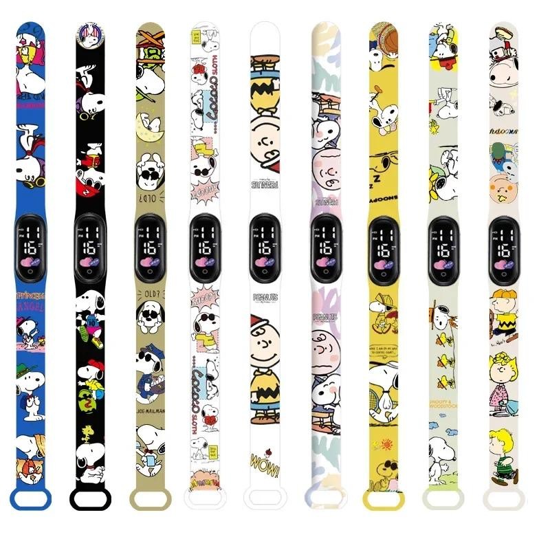 Disney Snoopy Watch Cartoon Anime Character Action Figures Luminous Bracelet Watch LED Touch Waterpr
