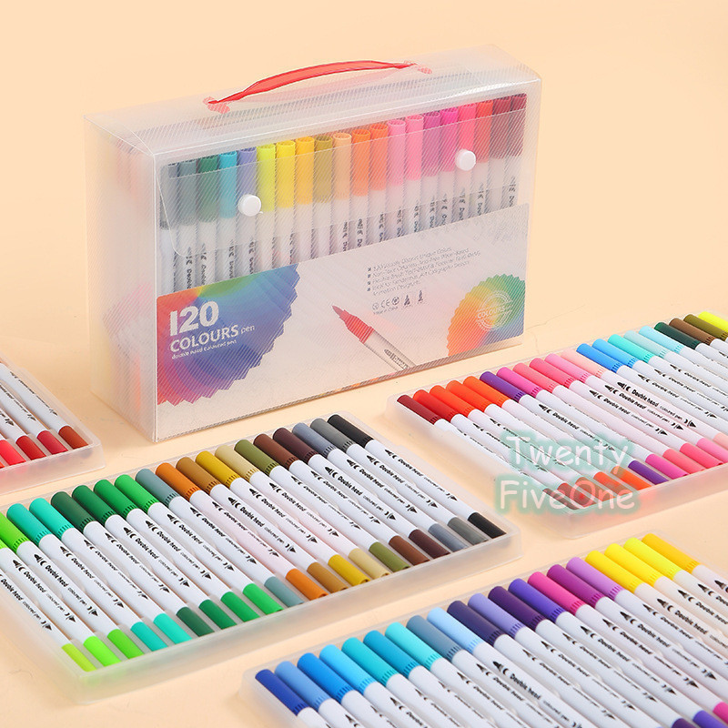 

Pen Washable Hook Pen Air Warna Anak-anak Pen Warna Air Warna Double Headed Pen 36/60/100/120 Set Warna