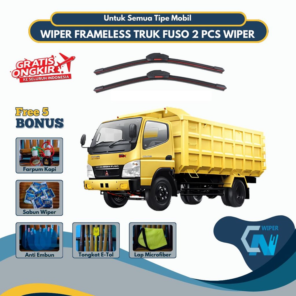 [Free 5 Bonus] Wiper Truk Fuso 2 PCS WIPER semua ukuran dan jenis mobil