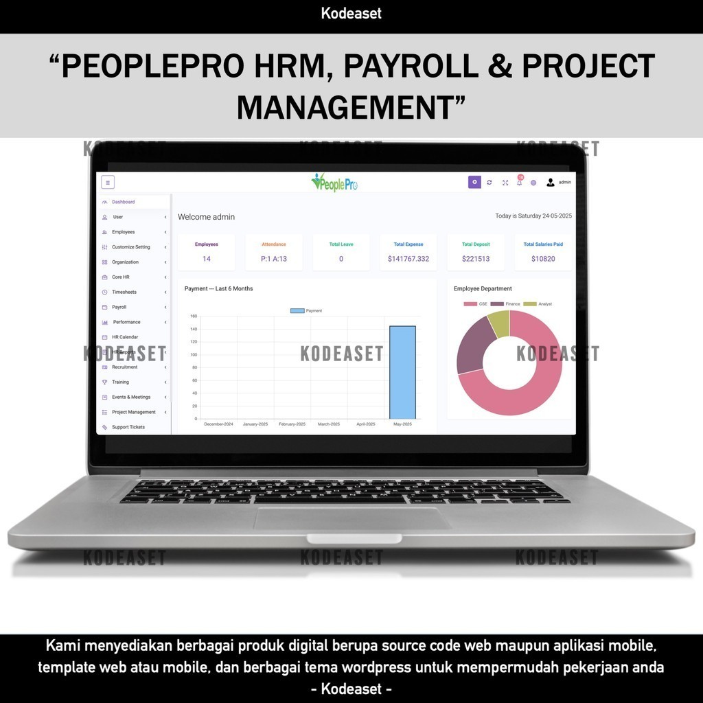 SOURCE CODE APLIKASI WEB PEOPLEPRO HRM, PAYROLL & PROJECT MANAGEMENT D319 KODEASET