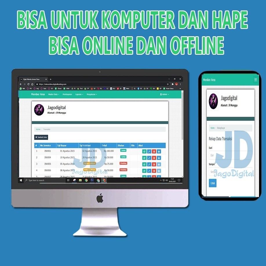 Aplikasi Tagihan wifi RT RW berbasis web bisa online dan offline