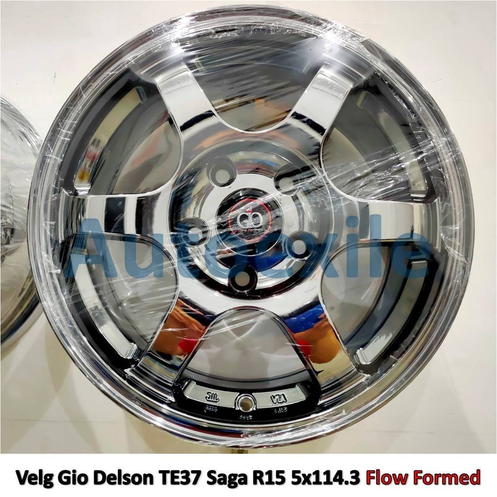 Velg Mobil Gio Wheels Ring 15 inch 15x7.0 PCD 5x114.3 ET+38 Black Chrome BC Hitam Krom Flow Forming 