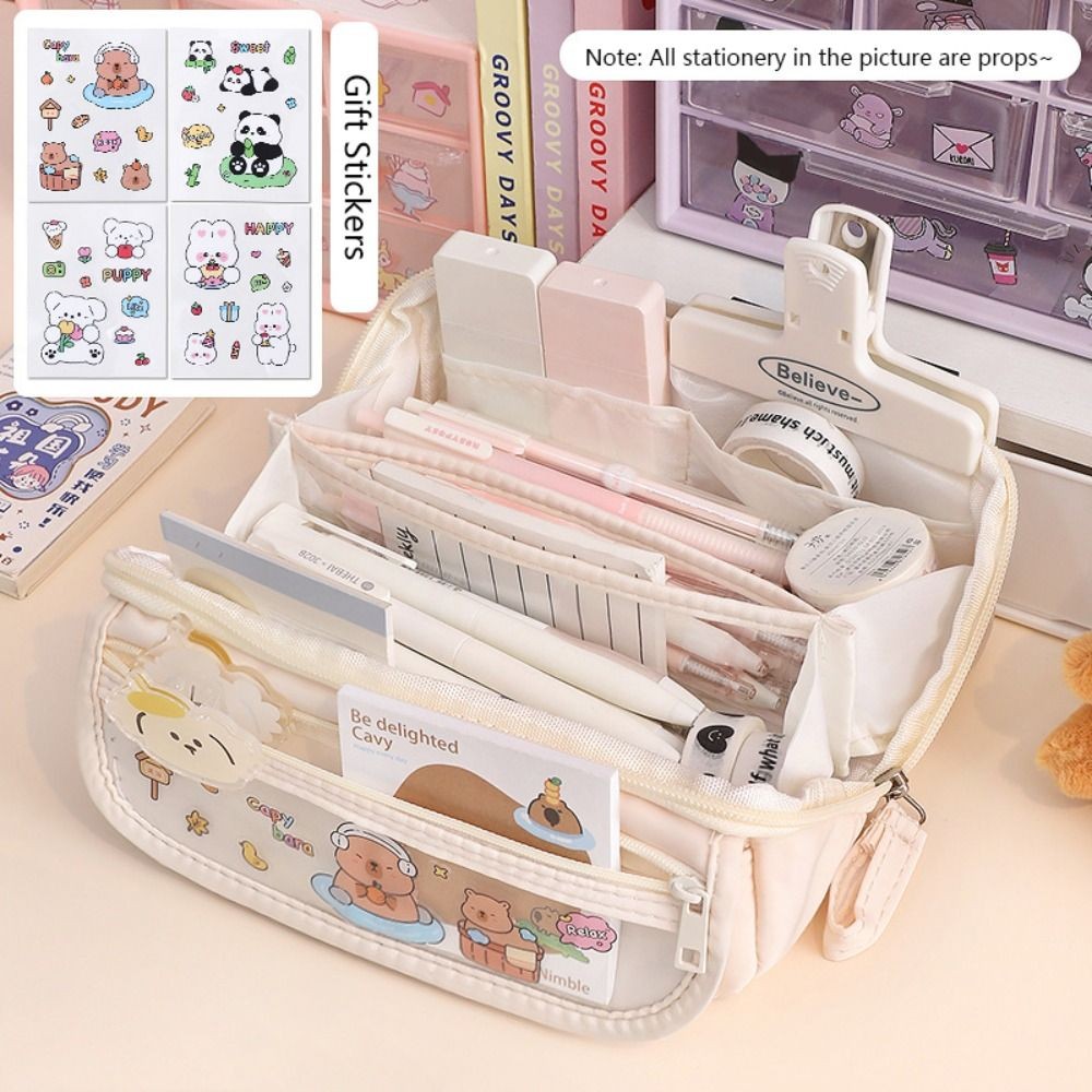 

New Large Capacity 9-Layer Pen Bag Solid Color Canvas Pencil Case Student Stationery Storage Pouch Portable Pencil Box School