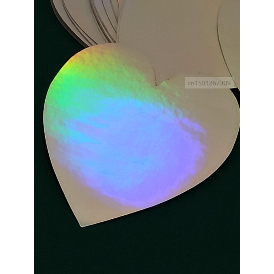 

50Pcs Bigger Size 7 x 6.5cm Self Adhesive Heart Rainbow Holographic Stickers For Logo Decoration Thank You Cards Tags Postcards