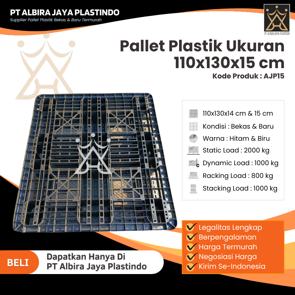 

Pallet Plastik Baru Ukuran 110x130x15cm - AJP15