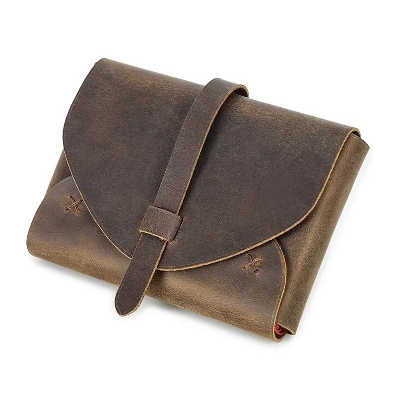 

Vintage Style Horsehide Book Cover Handmade Personalized Creative Envelope Style Genuine Leather Book Protection Cover